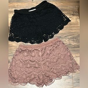 2 beautiful stretch crochet lace shorts bundled, like new!